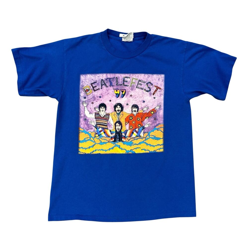 Gildan Beatles Vintage BEATLEFEST 1997 Royal Blue Short Sleeve T-shirt Medium